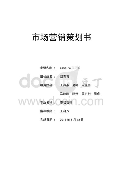 卫生巾市场营销策划书