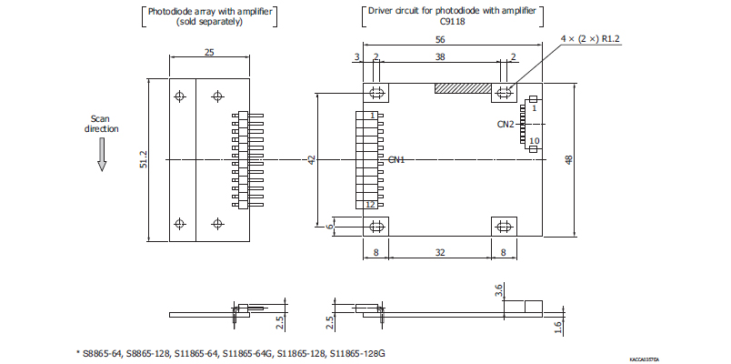 帶放大器的光電二極管陣列用驅(qū)動電路C9118-01(圖1)